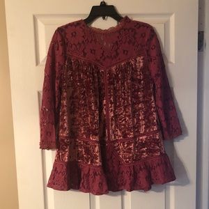 Lace/Crushed Velvet Shirt